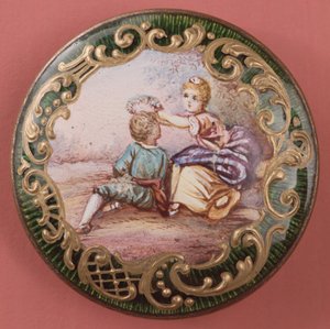 エナメルと金箔のボタン、フランス語、19世紀半ば